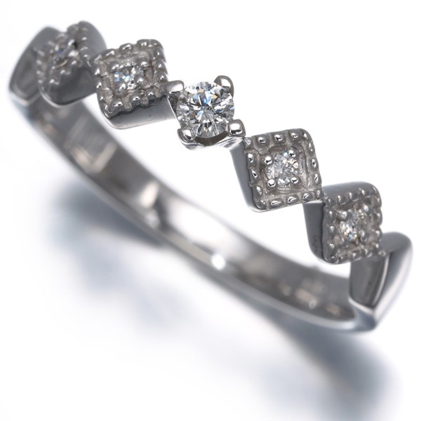 Auth MICHEL KLEIN Ring Diamond 0.09ct Milgrain US6 18K 750 White Gold