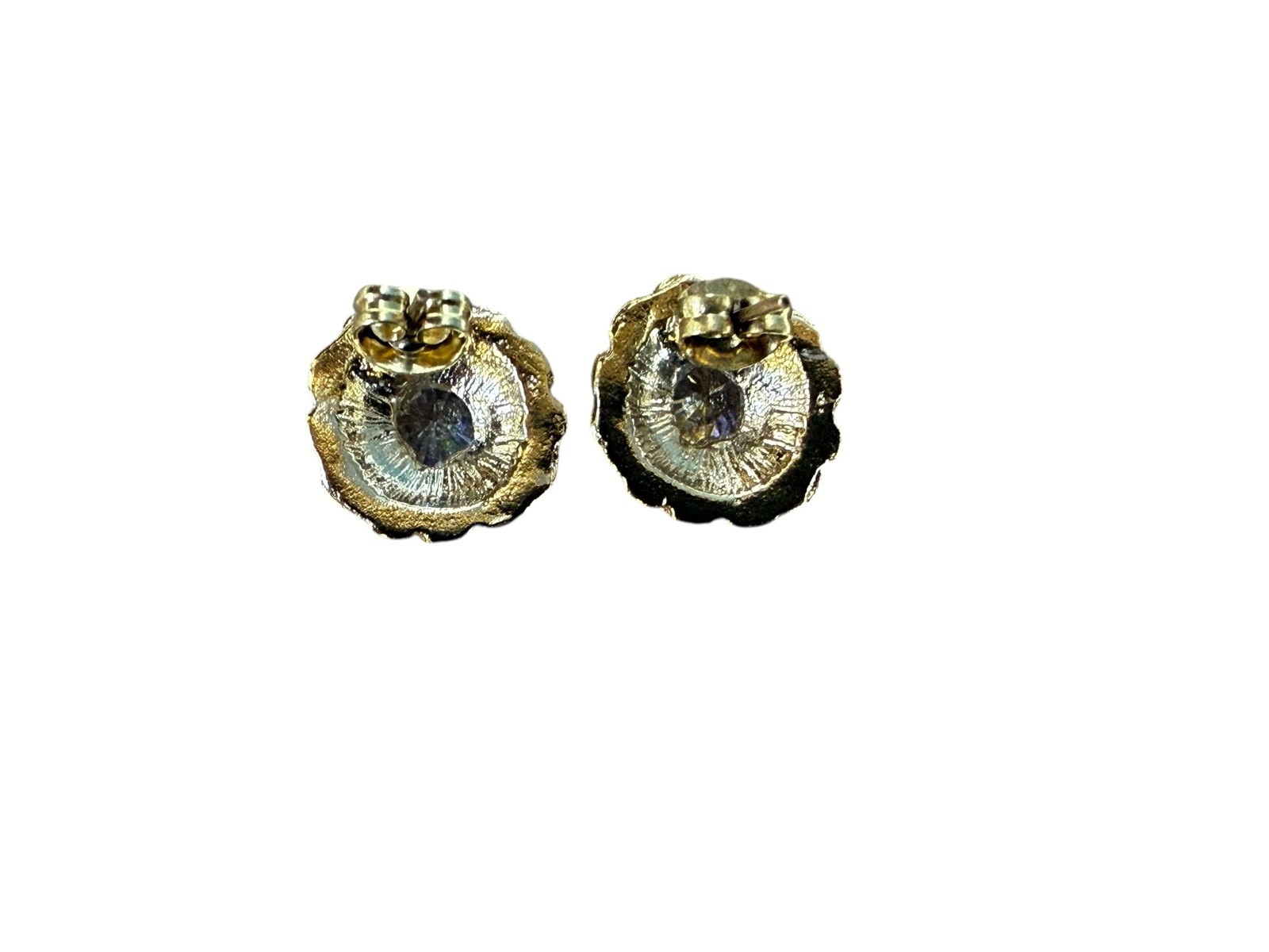 Yellow Gold Nugget GOLD plated Nugget Design 1 Stones EARRING