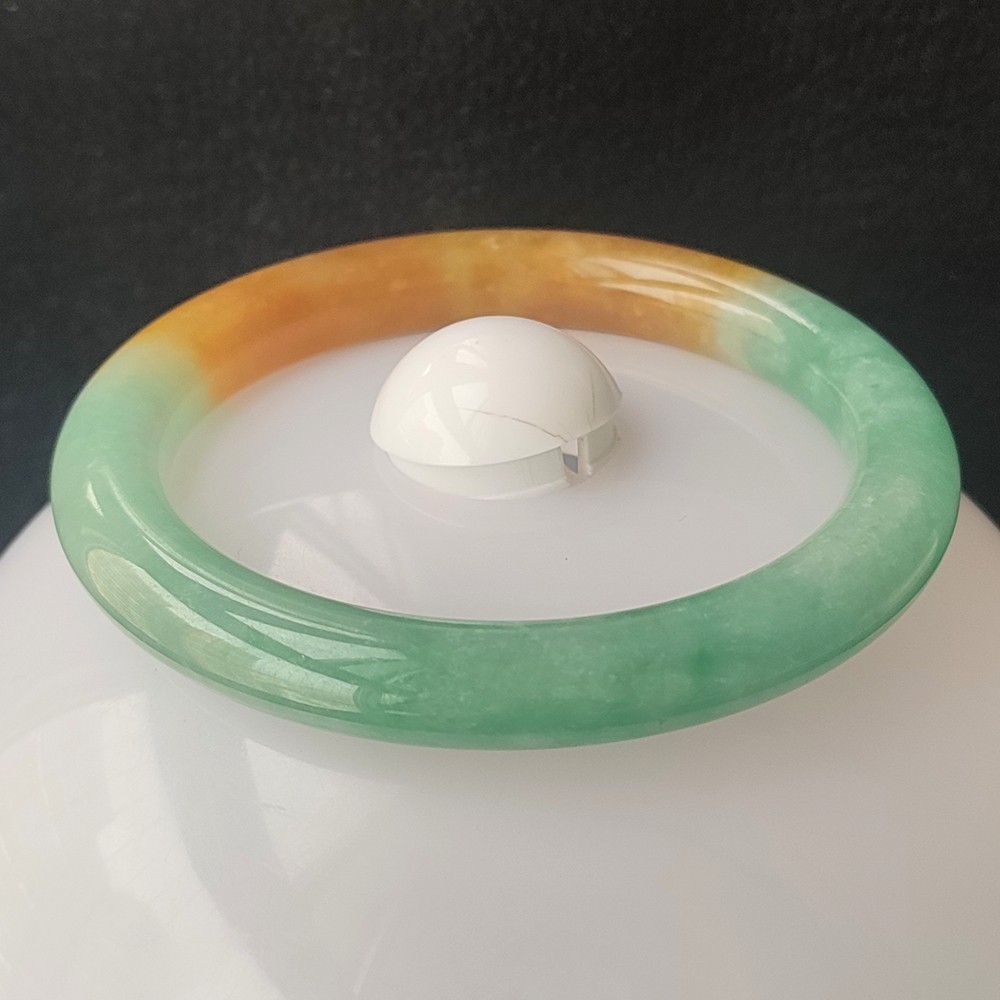 Certified Grade A Red Green 60-61mm Natural Burma Jade jadeite Bangle Bracelet