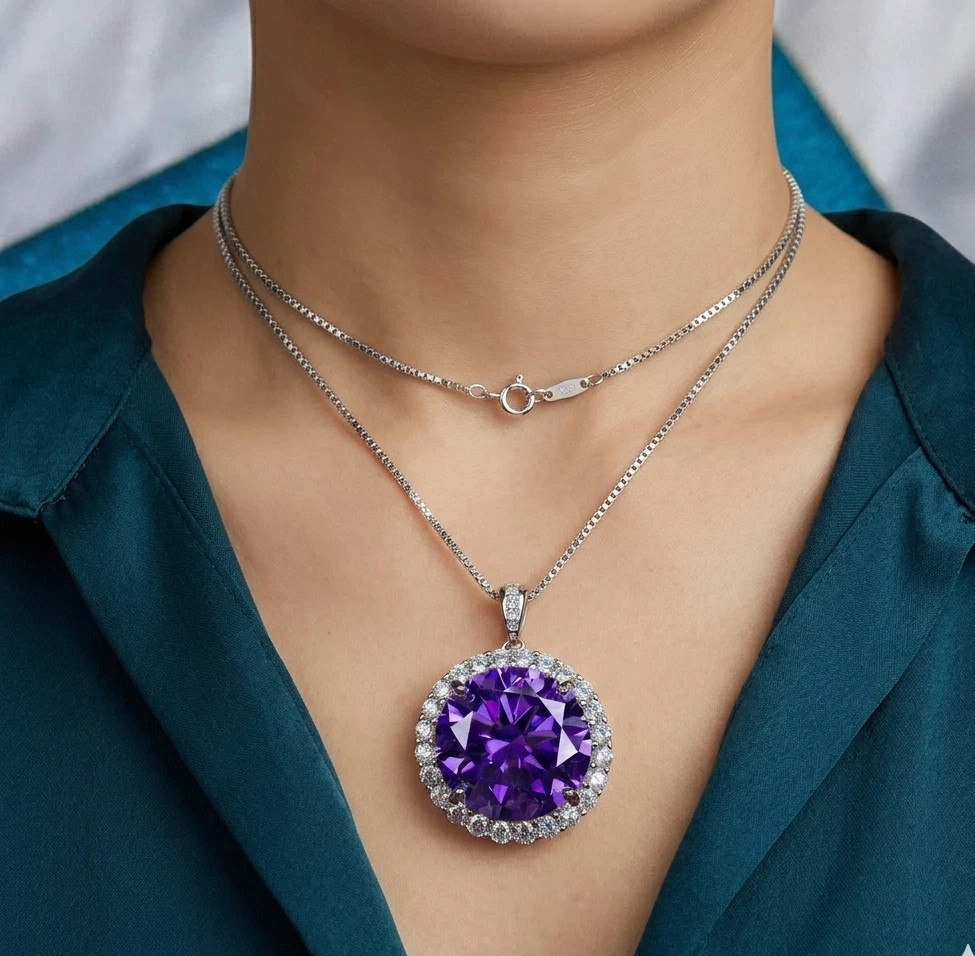 14.30 Ct Certified Purple Diamond Pendant, Tariffs FREE & Matching Studs .