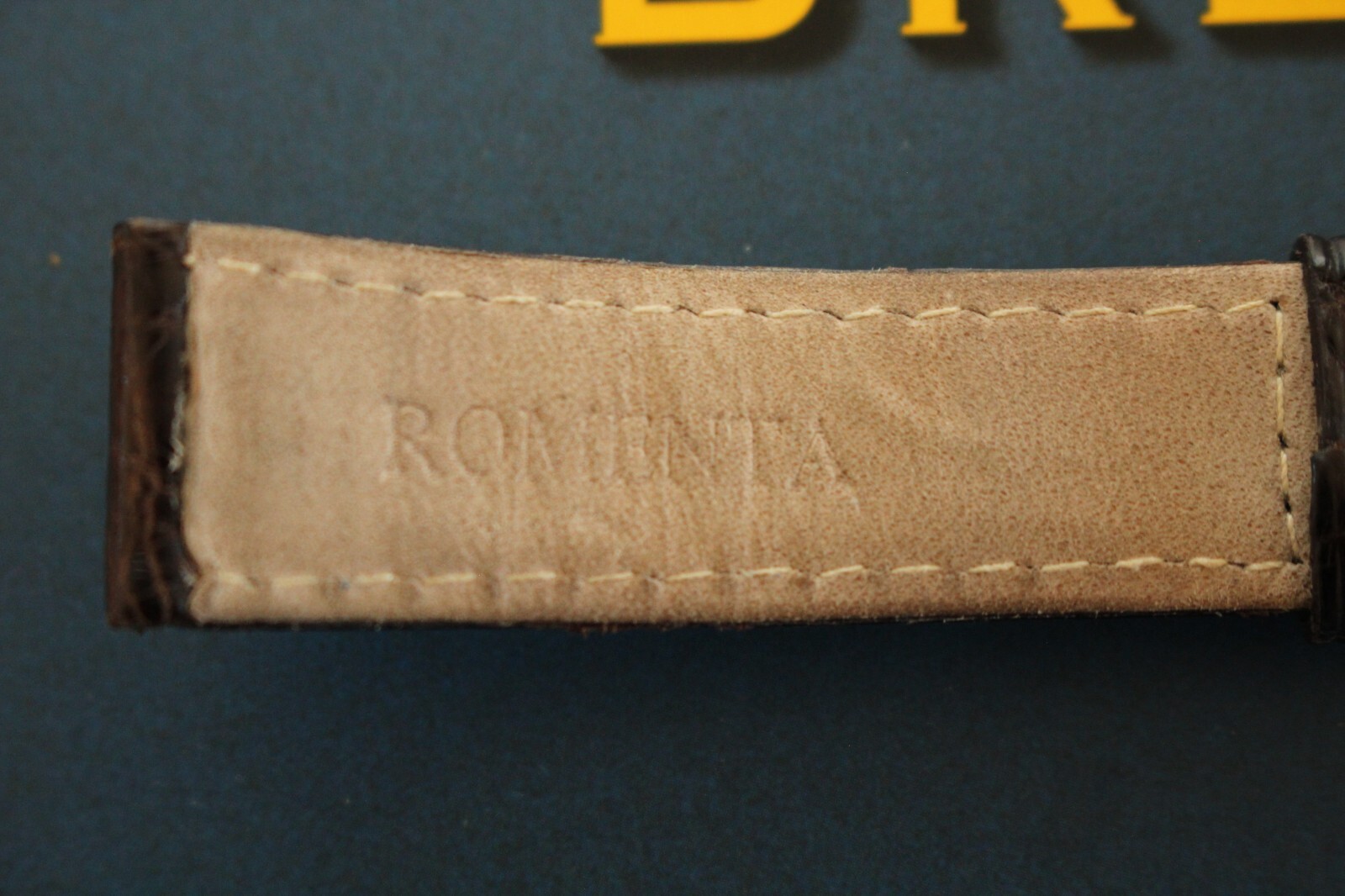 VINTAGE 18MM TONGUE BUCKLE BLACK CROCO WATCH BAND WATCHBAND STRAP FOR BREITLING