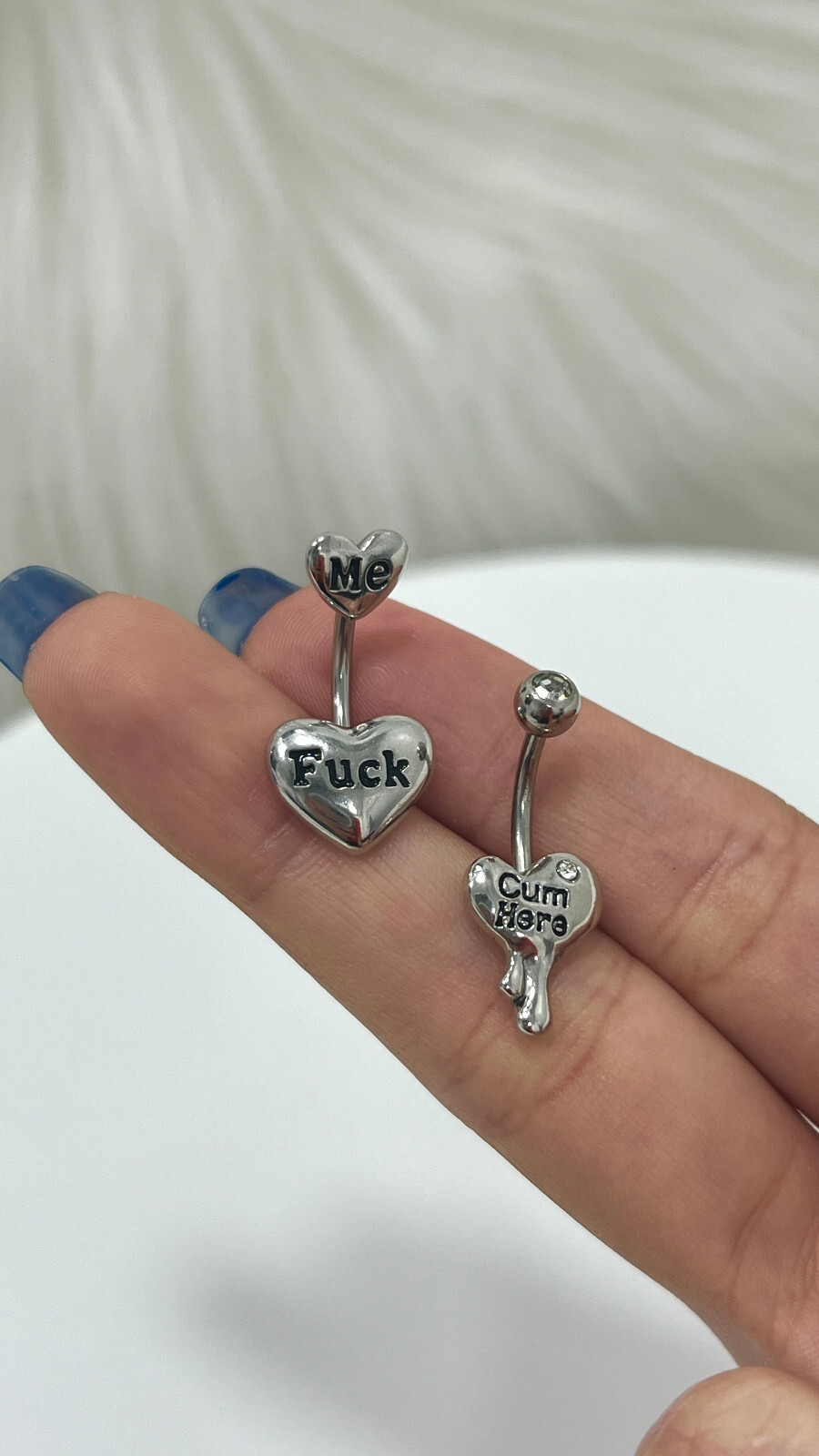 14g Belly Button Rings Heart Shap Barbell Navel Ring Cum Here CZ Navel Piercings