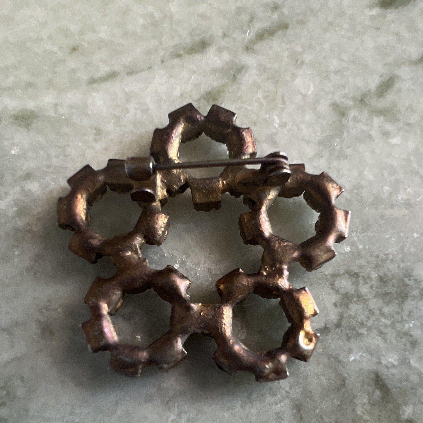 Vintage Clear Rhinestone Round Cluster Brooch Pin, Silver Tone Prong Set