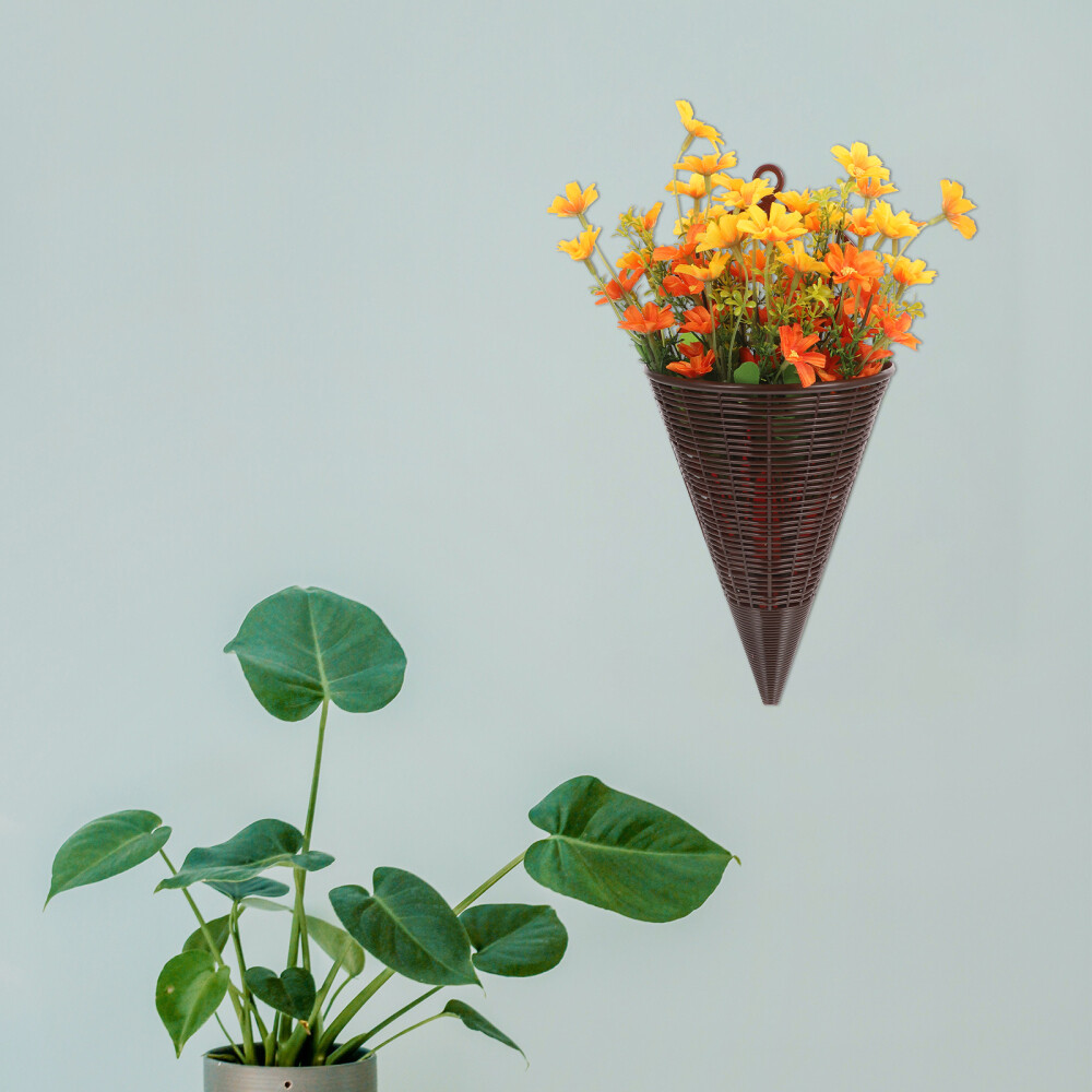 Exquisite Fake Flower Hanging Basket for Indoor Outdoor Use 32X20cm