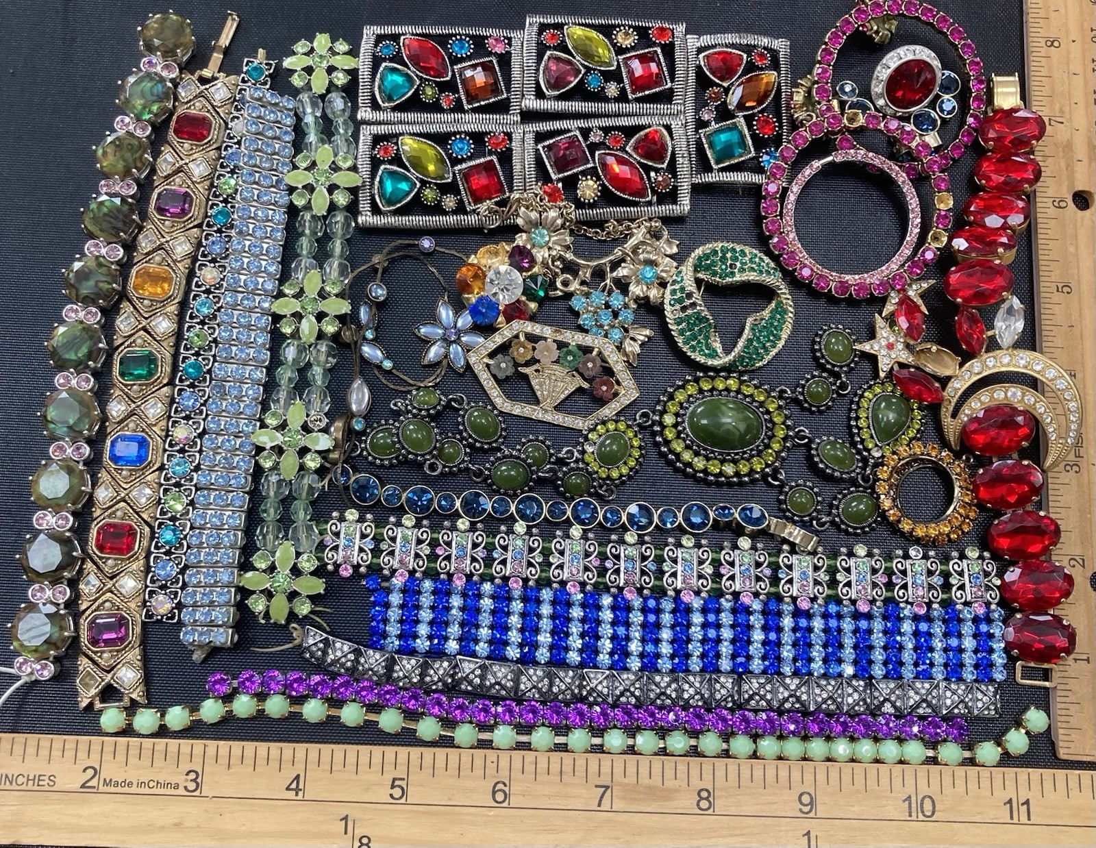 broken Rhinestone Jewelry Crafts Repurpose Colored Stones Lot vintage – Now LB