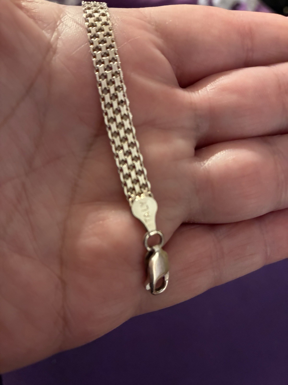 Sterling Silver Mesh Chain Bracelet, Lobster Clasp Closure, No Stone 7 inch