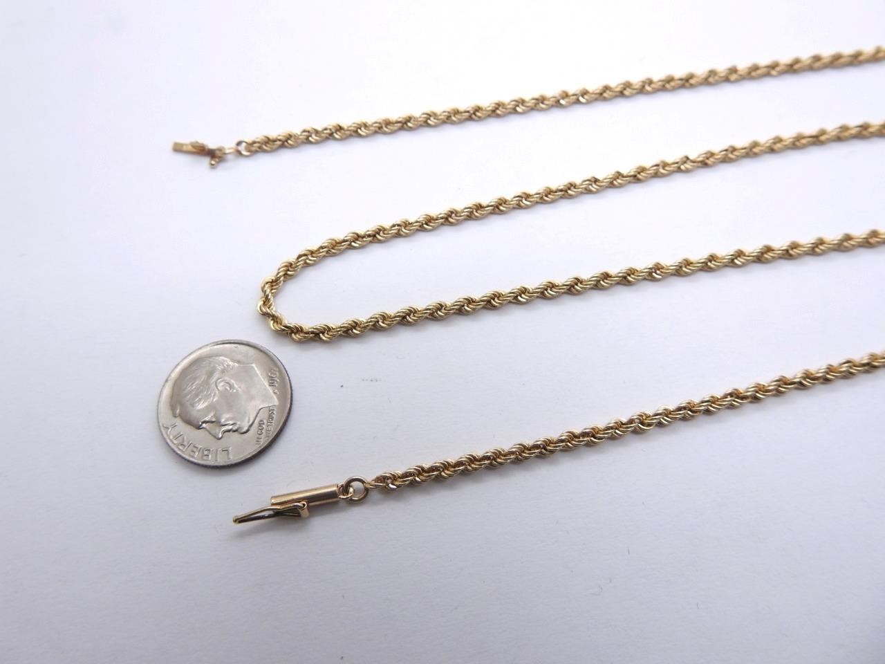 14K Solid Yellow GOLD Rope Chain Necklace 20.5″ inch 11.1 Grams 2.50 mm