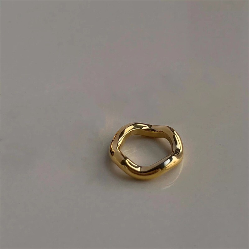 Woman 18k Gold Plated Stainless Steel Geometry Band Ring