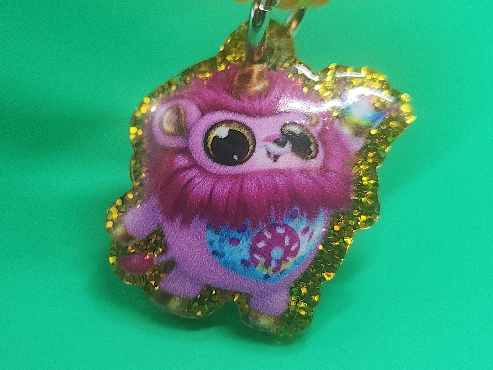 Rainbocorn Pink Lion Elastic Stretch Coil Cord Bracelet Charm Pendant Keychain