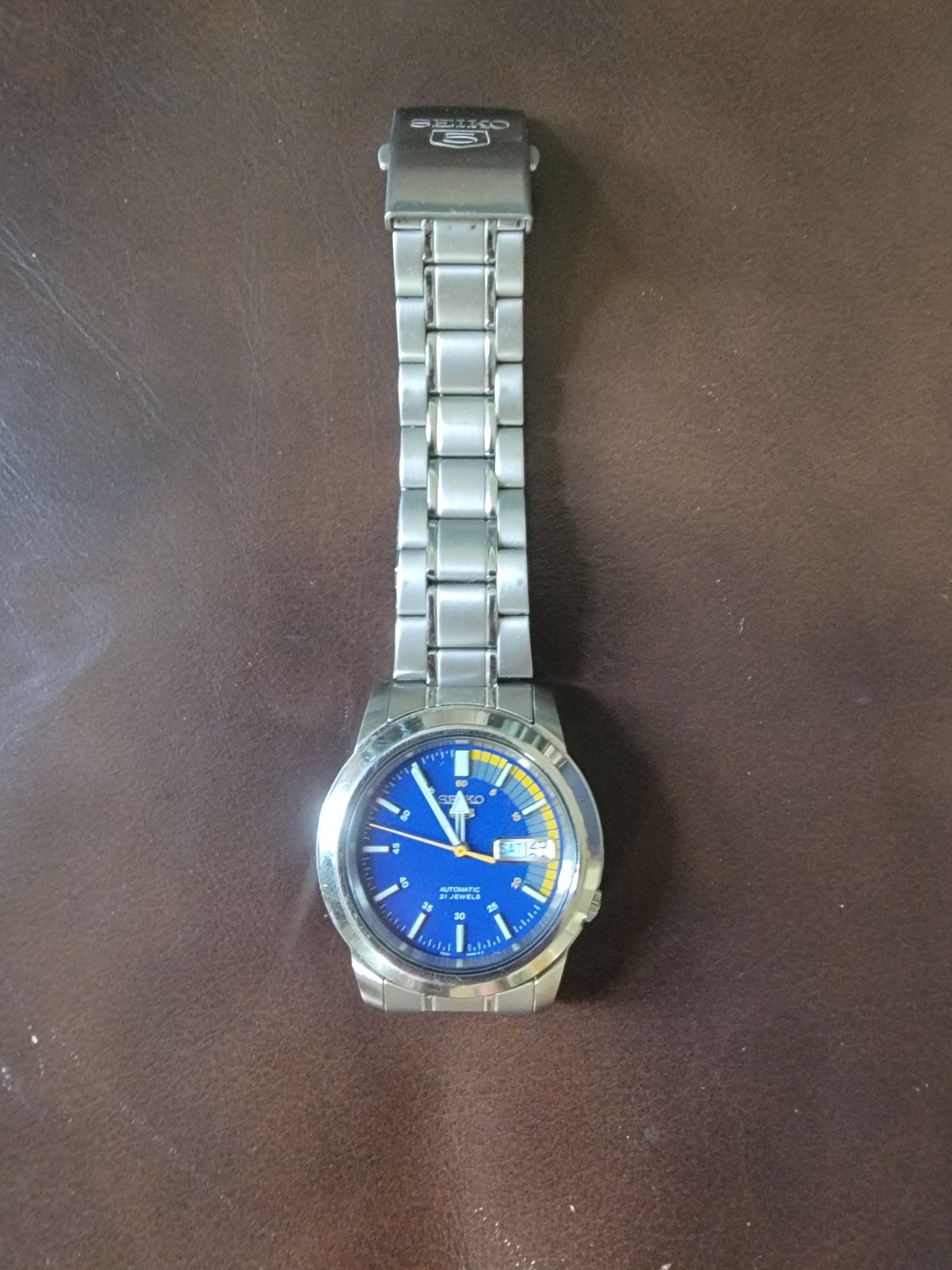 Seiko 5 Men’s Automatic 21J Blue Dial Day/Date Stainless Steel Bracelet