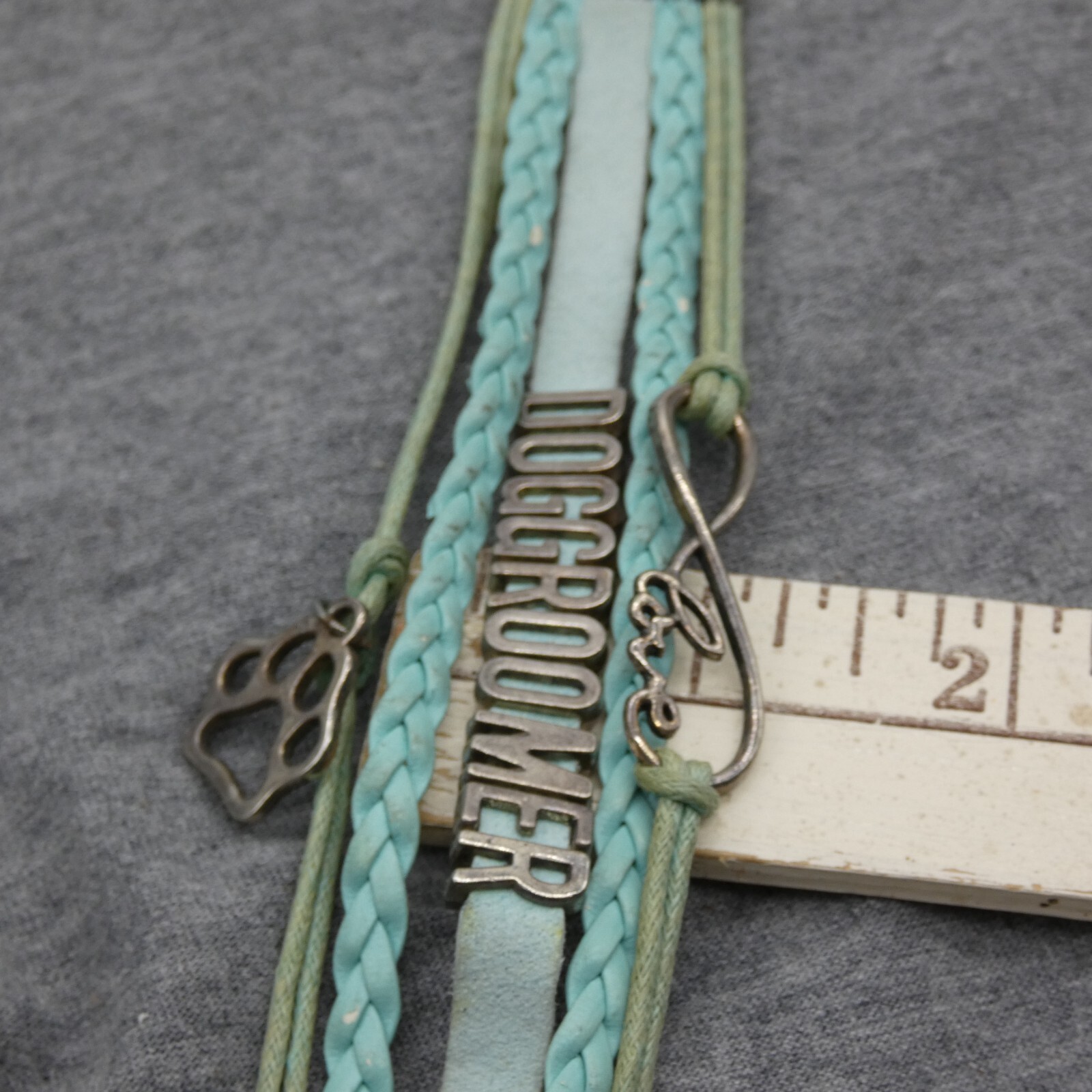 Aqua Color Dog Groomer Fashion Friendship Style Multi-Strand Charm Bracelet