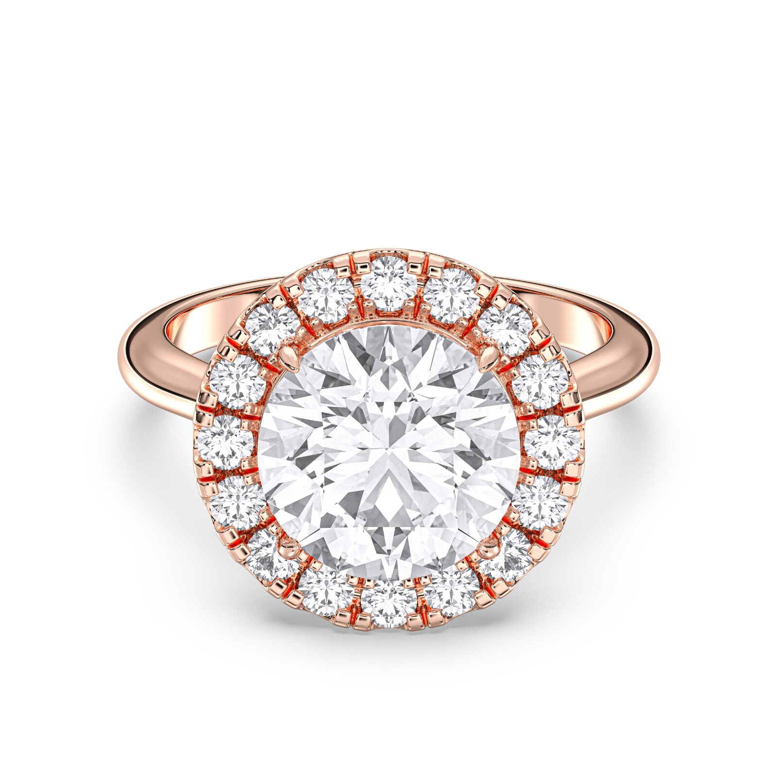 4.70 Carat Round Cut Moissanite Diamond Halo Engagement Ring in Silver For Women
