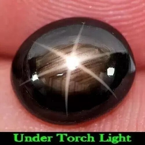 Black Star Sapphire 6 Rays 9.55 Ct Oval Cabochon Natural Loose Gemstone