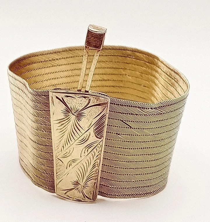 Turkish Trebizond Handmade Filigree Silver 900 Gold 18kt Wrist Bracelet