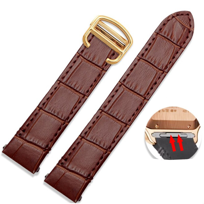 Brown Strap Band for Car.tier Santos Quick-Release In Alligator/Crocodile Print