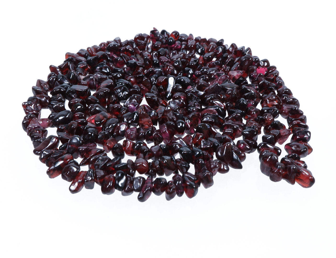 Garnet splinter chain long endless without closure gemstone healing stone 80 cm