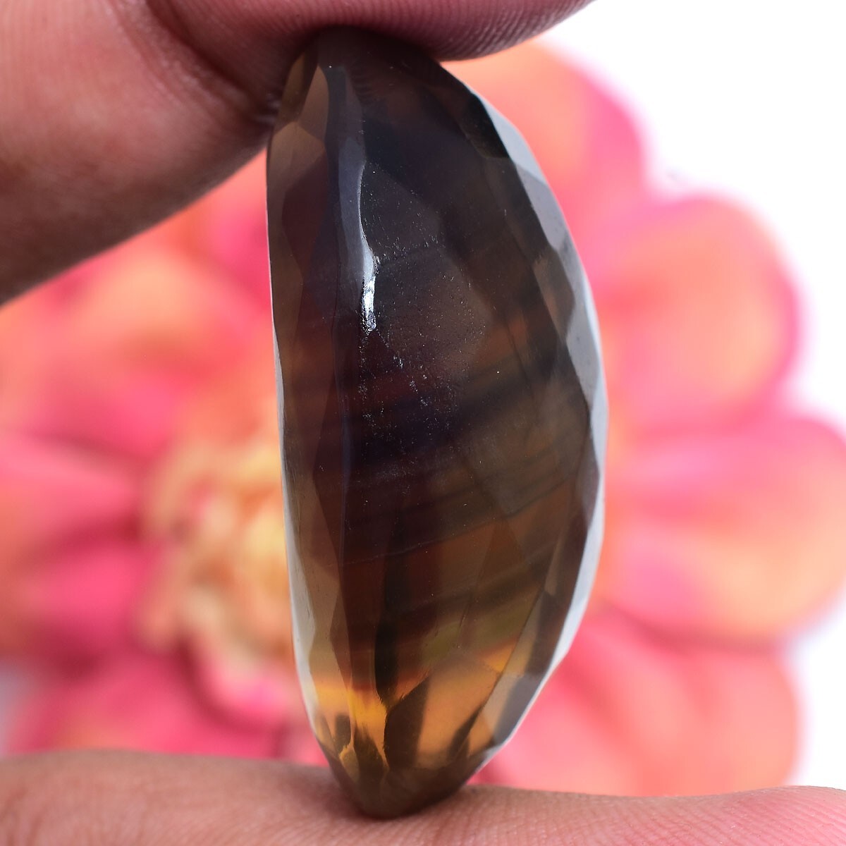 165 Cts Natural Designer Bi-Color Fluorite 41mm*28mm Faceted Cut Loose Gemstone