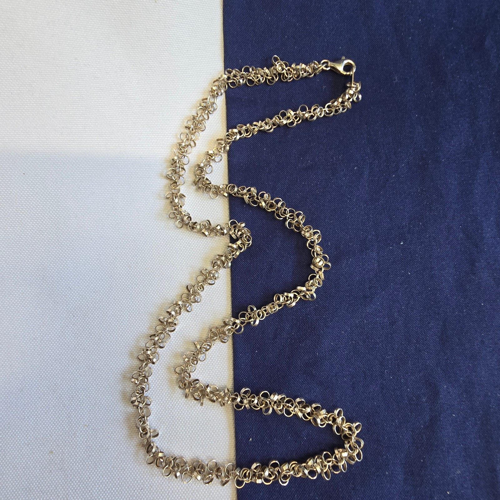 Sterling Silver Necklace 15.7g Fine Jewelry 22″ Unique Chain Lobster Clasp