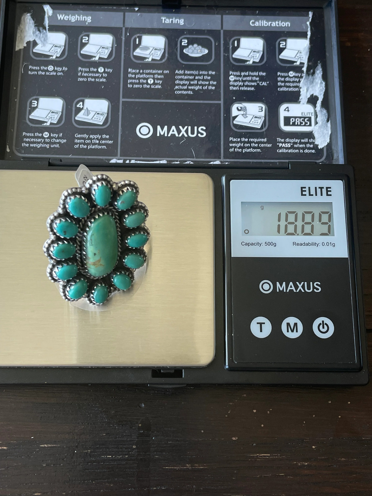 Kingman Turquoise Flower Cluster Ring | Sterling Silver | Size 9 | A132