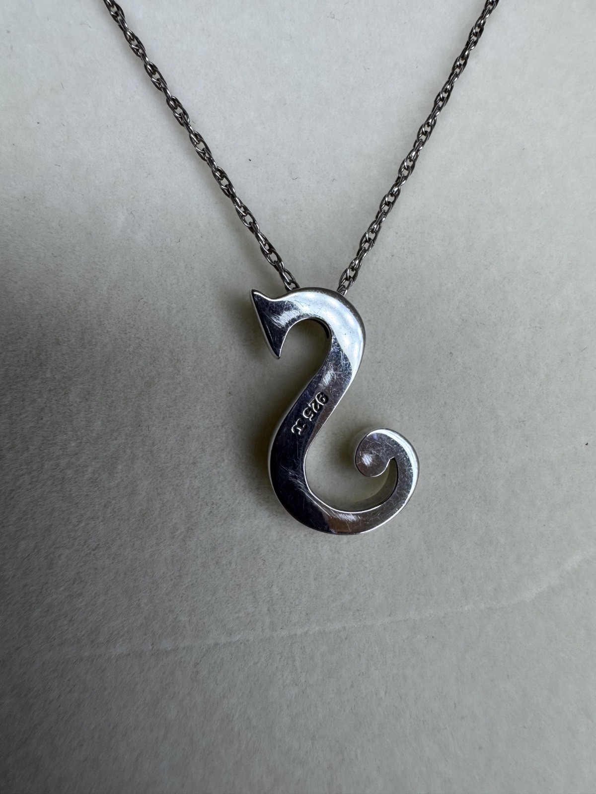 925 Sterling Silver Letter S Initial Pendant Necklace 17″ + 2″ Extender 3g