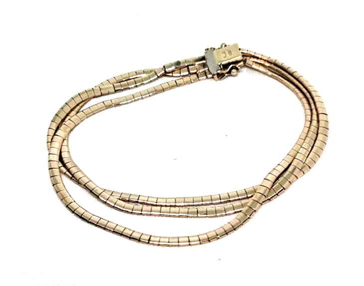 Vintage UnoAerre 8K Gold 333 Multi-Strand Omega Bracelet Italy 13.4g Signed