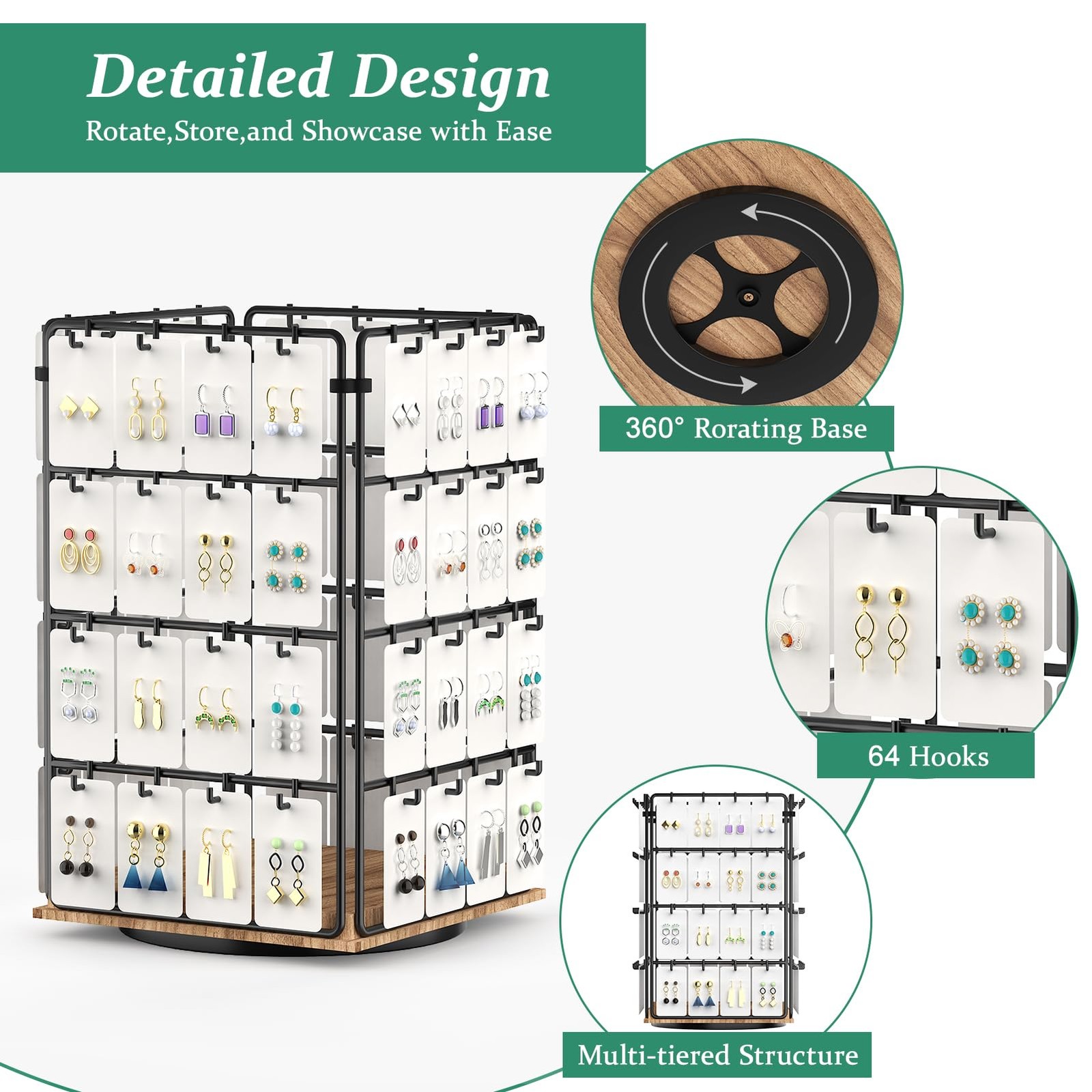 360 Rotating Earring Display Stands for Vendors,Jewelry display Rack for Sell…
