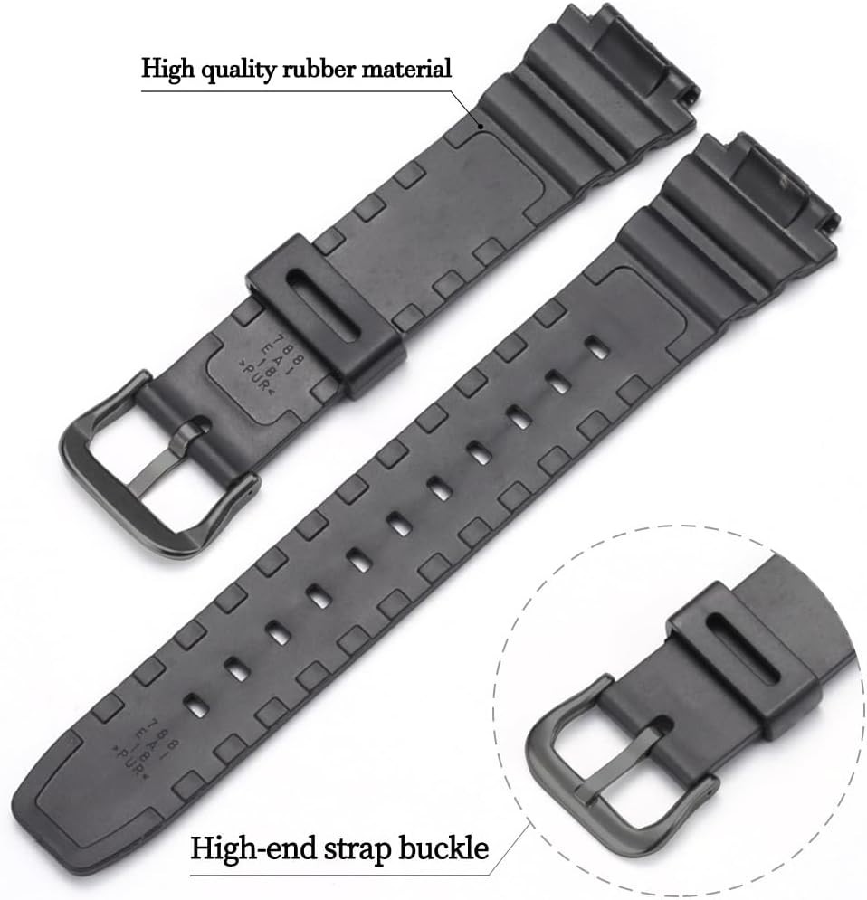 Comfortable Natural Resin Watch Strap with Stainless Steel Buckle – 18mm Fit