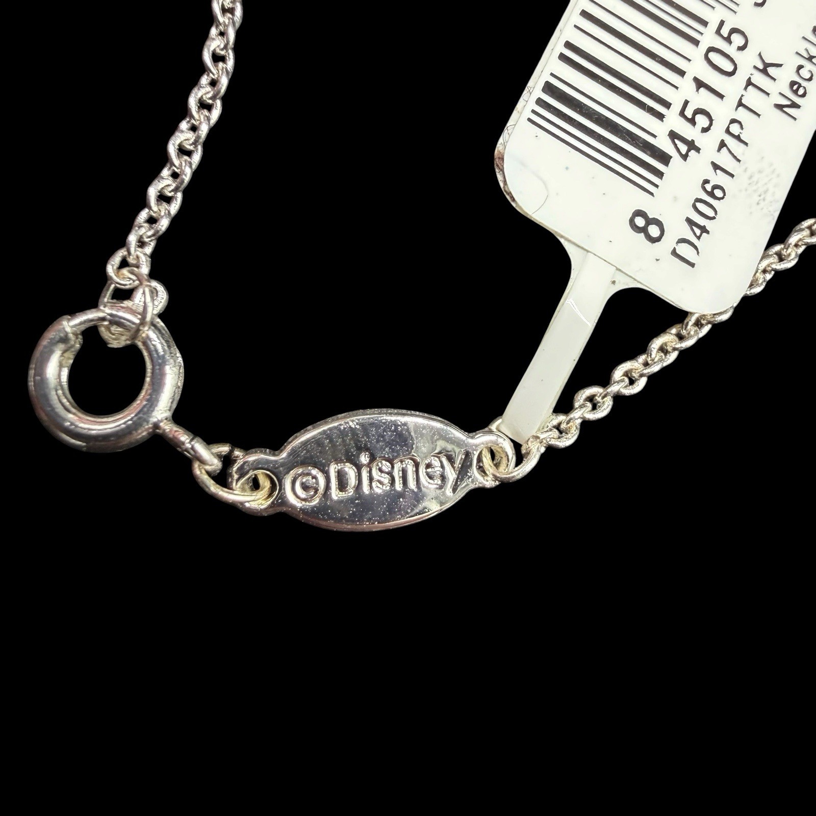 Disney I Love Mickey Pendant Necklace Fine Silver Plated Swarovski Crystal NWT