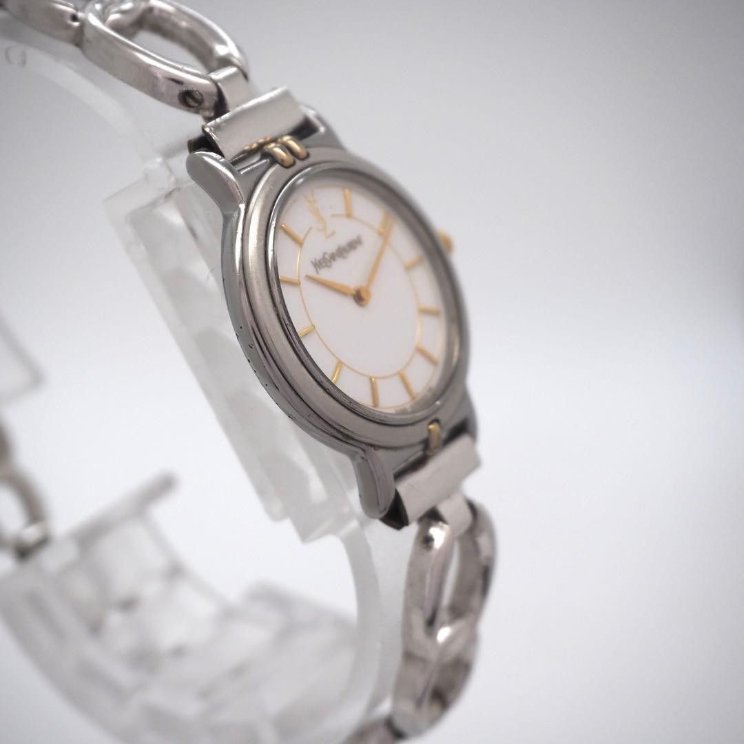 268 working Yves Saint Laurent watch white women’s round simple