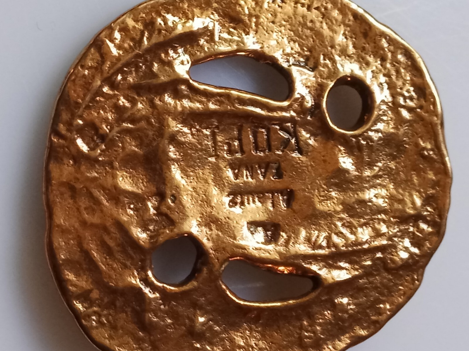 Vintage Estate Modernist A.Lautz Tana-KOPI Danish Viking Brass Pendant Necklace