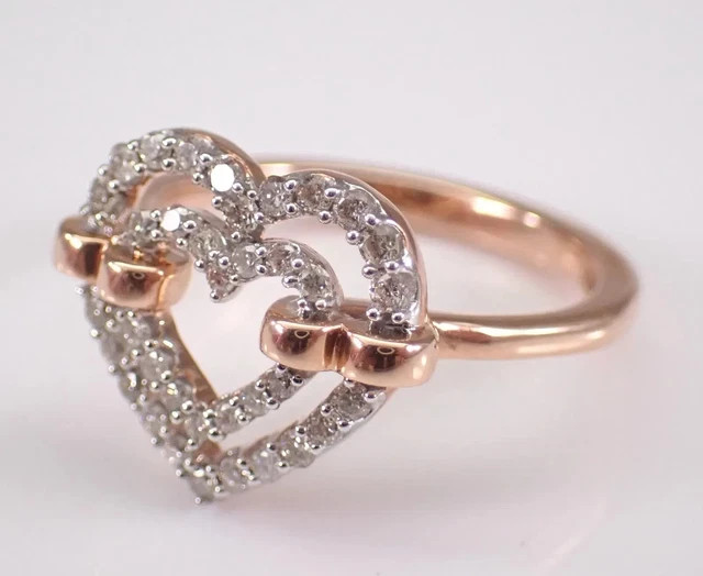 1.60Ctw Round Cut Real Moissanite Heart Engagement Ring 14K Two Tone Gold Plated