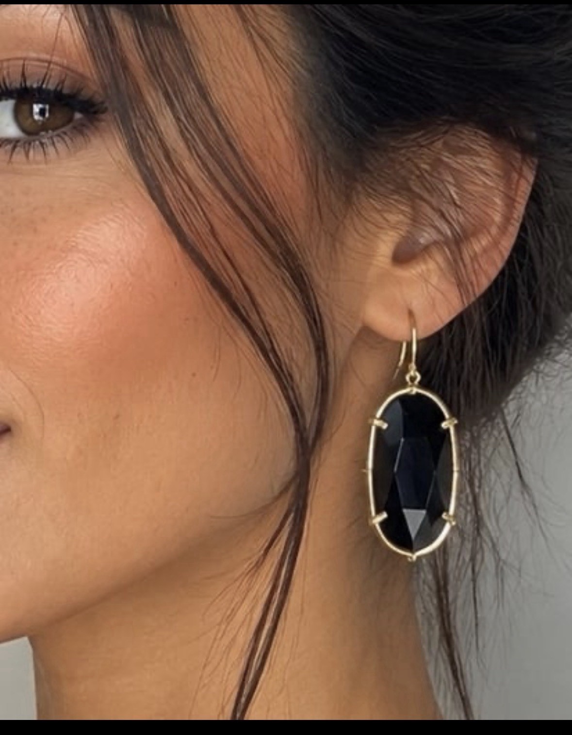 Kendra Scott Elle Gold Drop Earrings in Black Opaque Glass BOX AND DUSTBAG