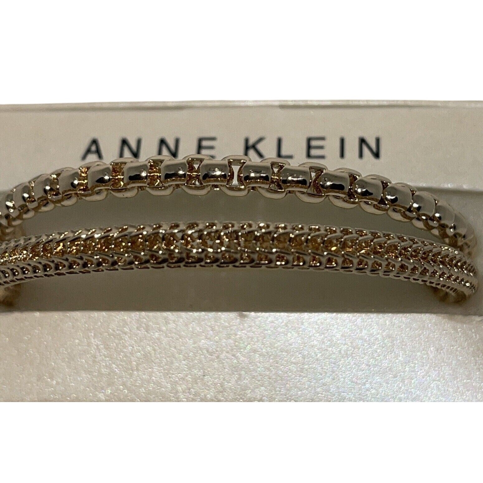 Anne Klein Gold Tone Bangle Bracelet (2 Piece Set) Trendy Stacking Style NWT