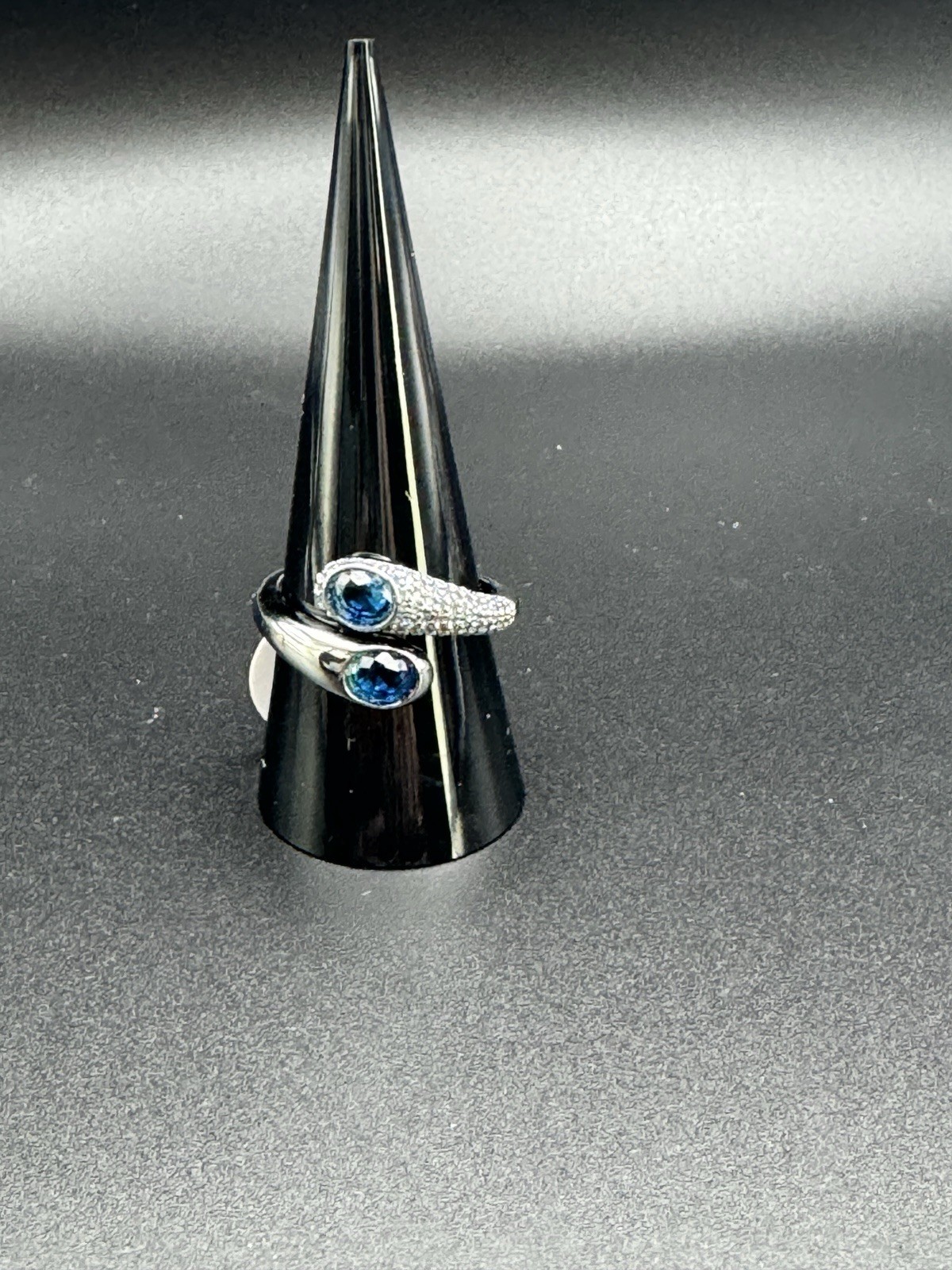 Bomb Party RG23835 Lab-Created Blue Topaz & Tourmaline Silver Wrap Ring 10