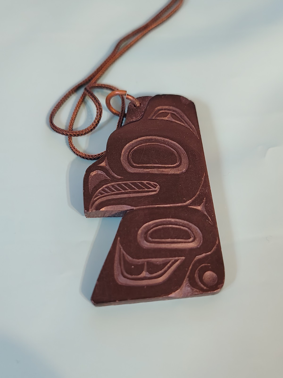Denny Dixon Haida Native American, Carved Argillite Pendant, Signed