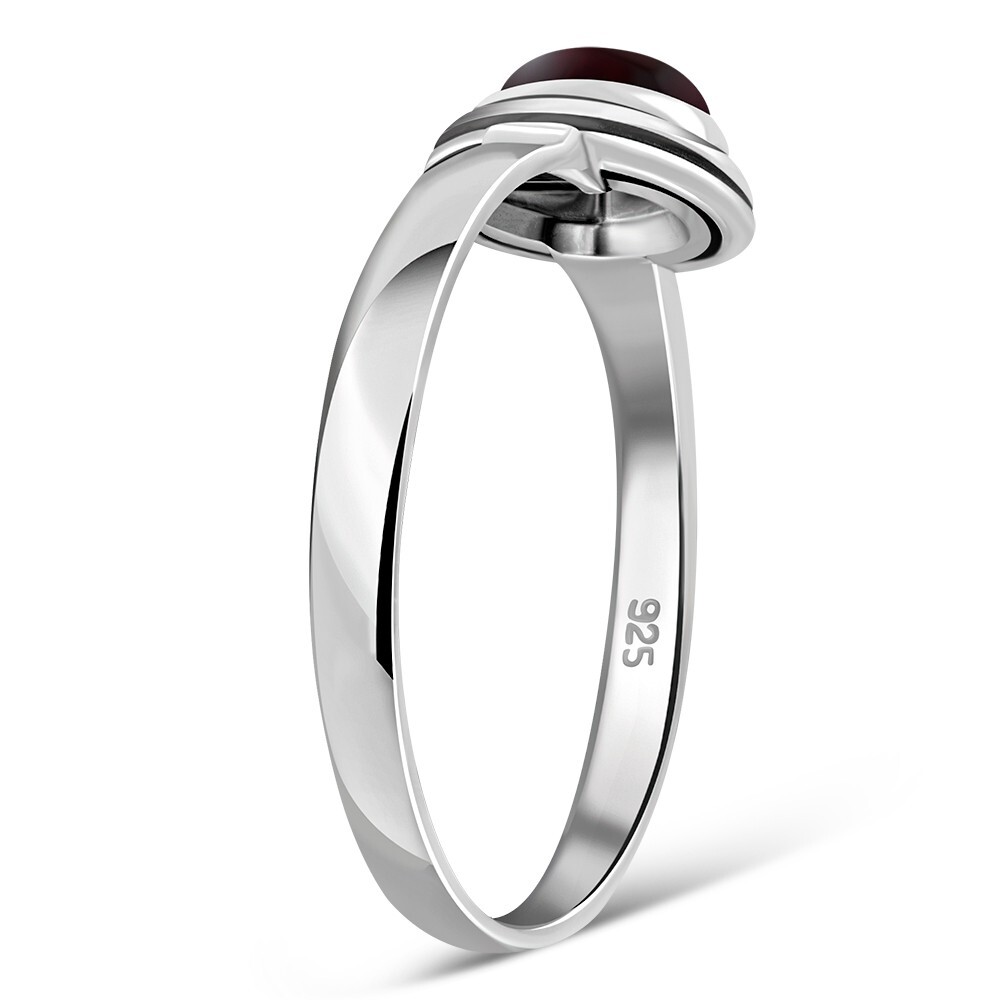 Garnet Sterling Celtic Silver Ring Size R- MORE SIZES AVAILABLE
