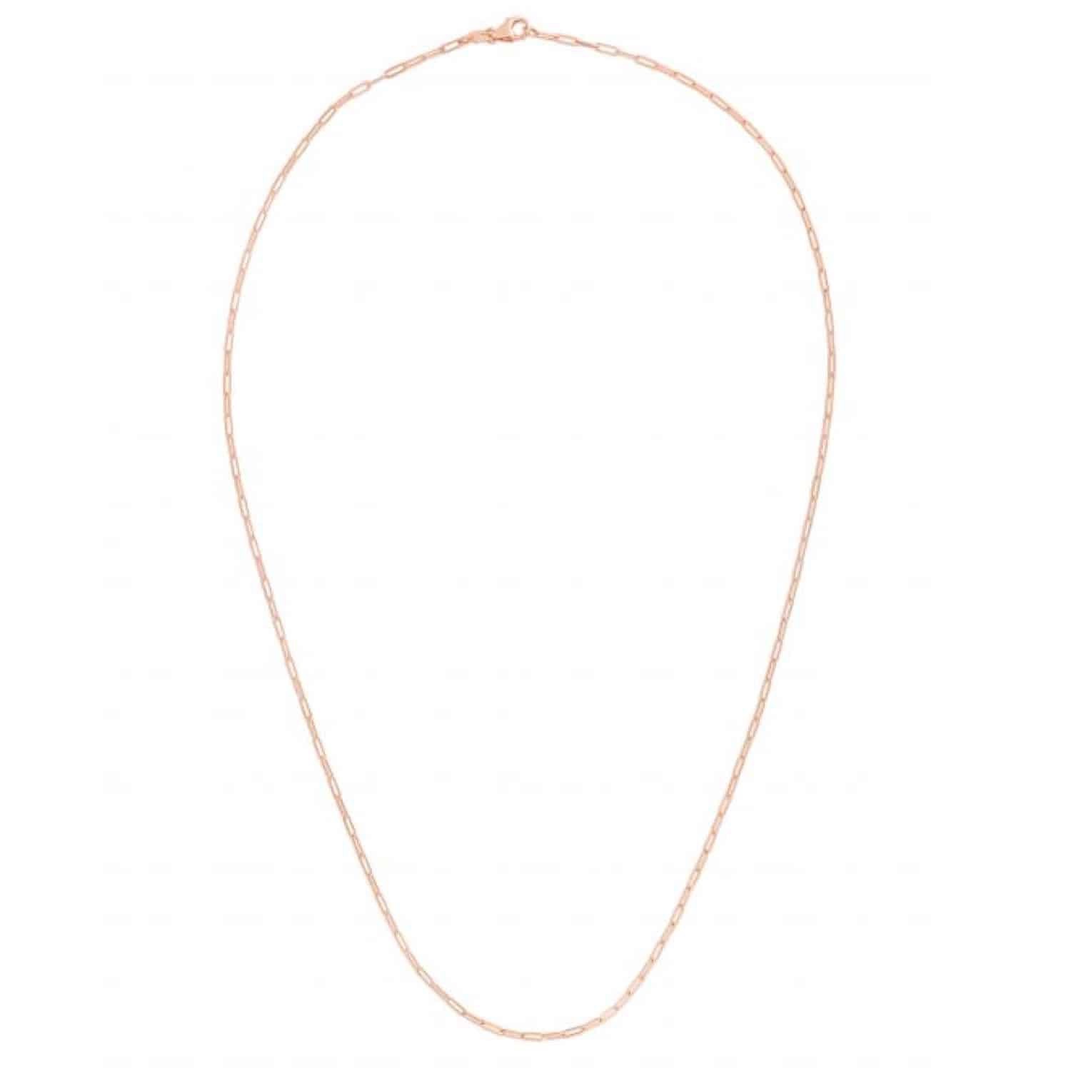 14K Rose Gold 1.5mm Hollow Paperclip Chain Necklace 16″-24″