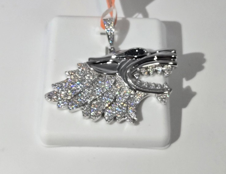 NEW Solid 925 Sterling Silver 2.5ctw real MOISSANITE Wolf Pendant – USA