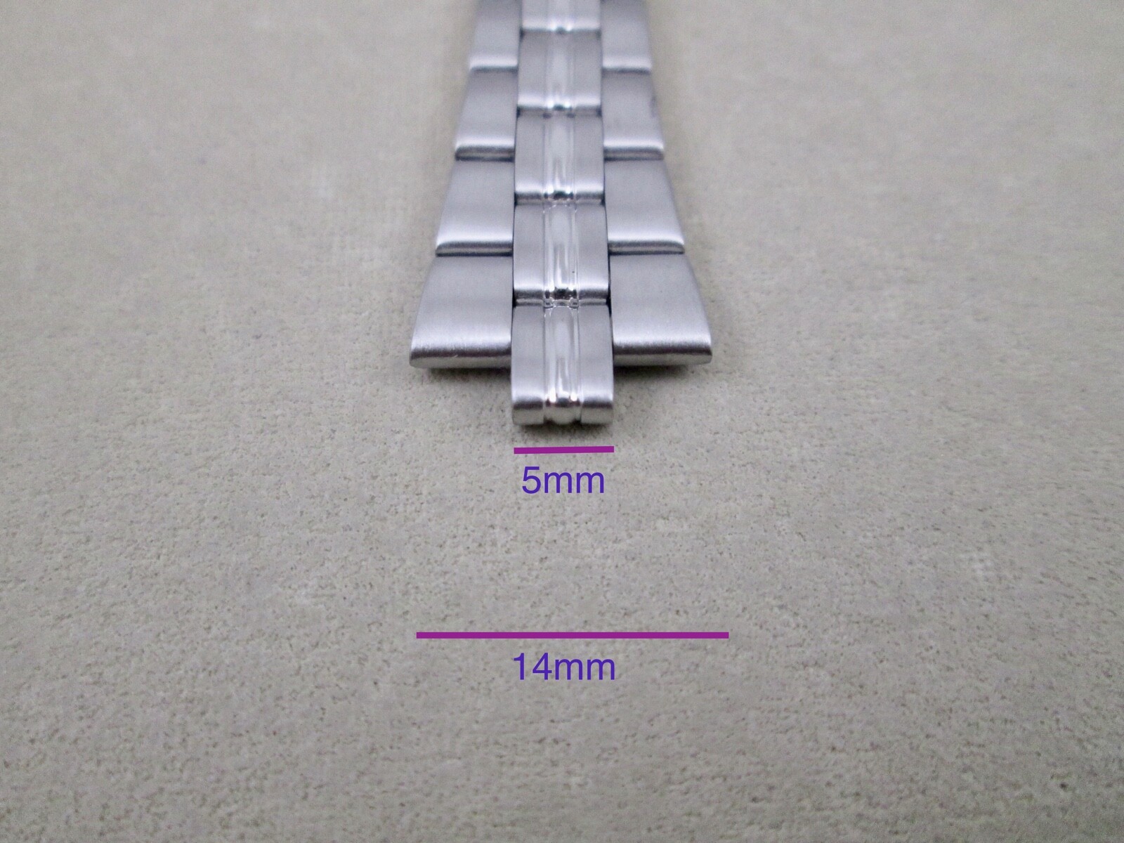 5mm 14mm lug size lady’s st. steel watch band silver tone fold over clasp 6.25″