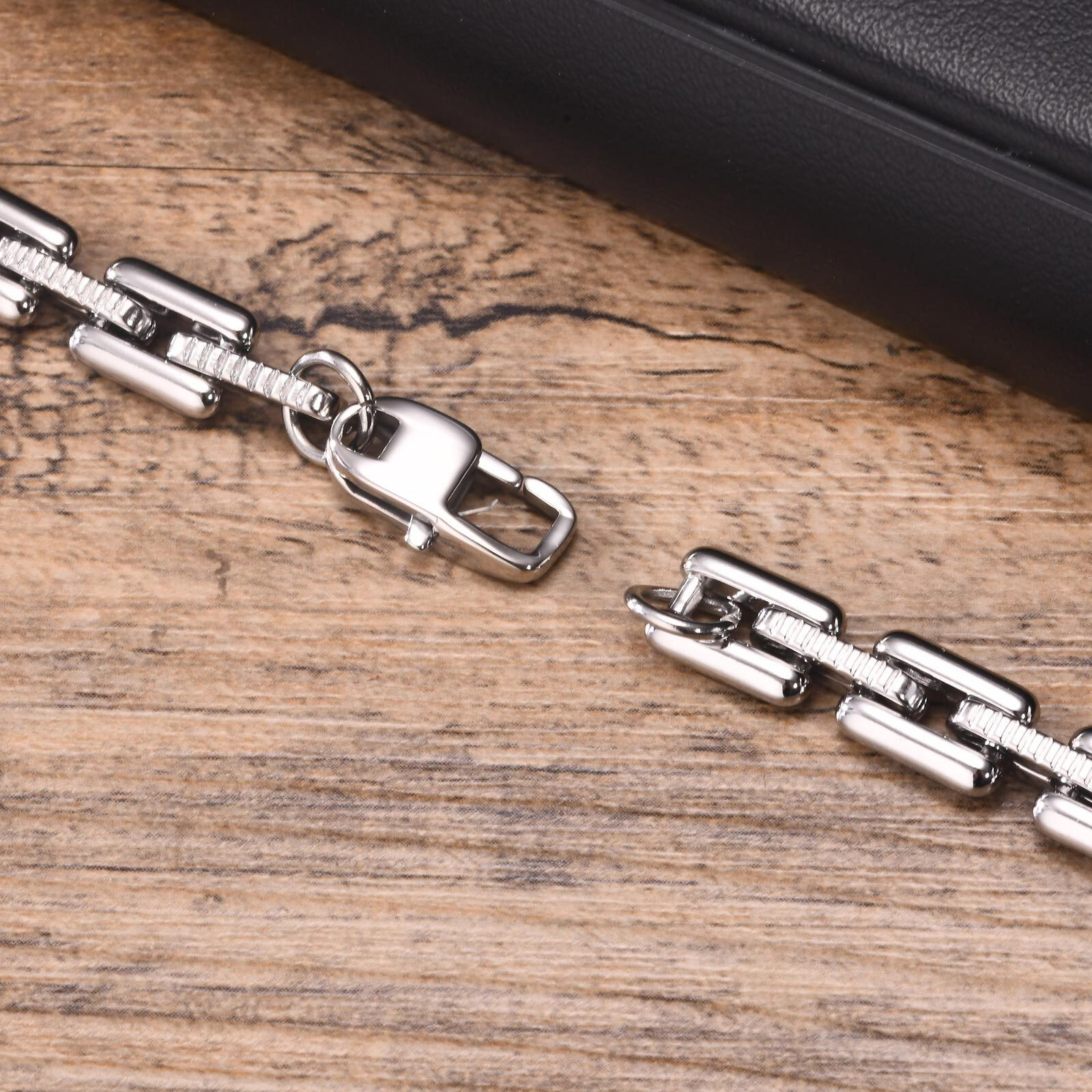 8.5MM 8.26” Silver Long Box Chain Bracelet Stainless steel Jewelry For Men Gift