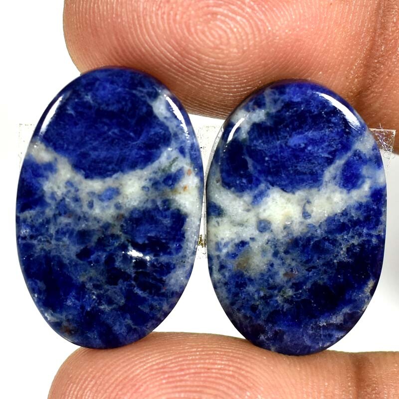 Earring Pair ! Multi Sodalite Oval Cabochon Nice Gemstones 34.15Cts.