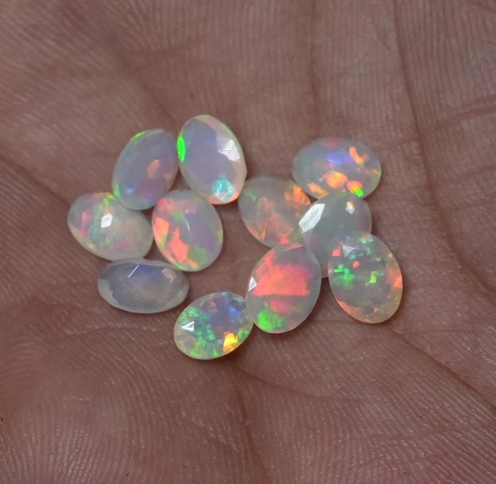 Natural Rainbow Ethopian Opal Oval Faceted Cut 3x5mm To 8x10mm Loose Gemstone