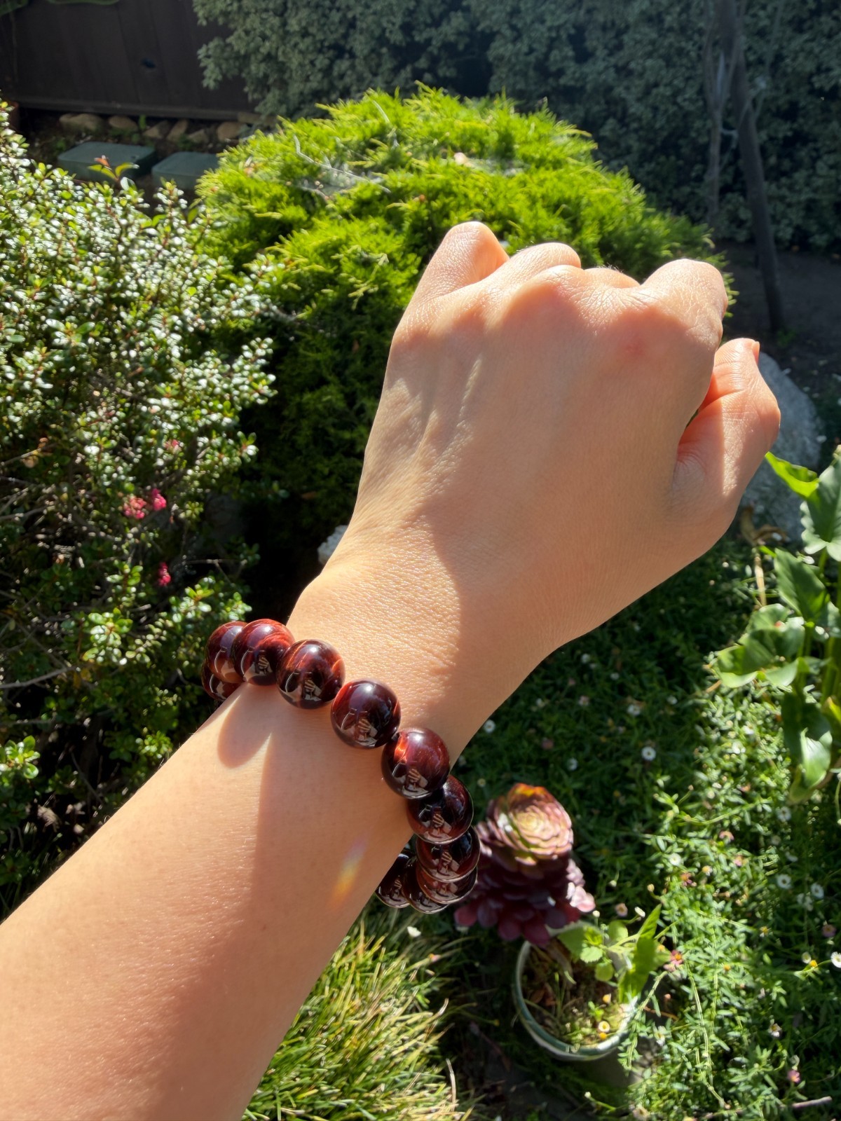12mm Red Tiger’s Eye Beaded Bracelet | 红虎眼