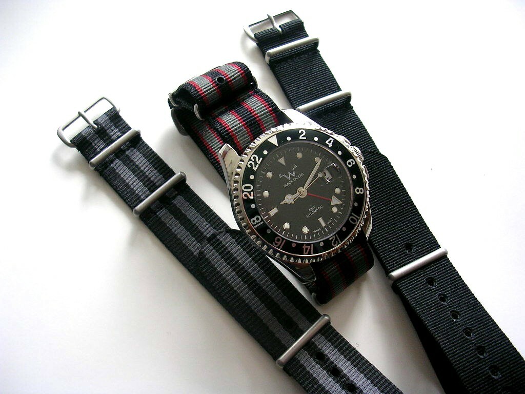 NATO® watch band 24mm G10 Premium nylon strap 2 pak RAF Bond IW SUISSE 18 20 22
