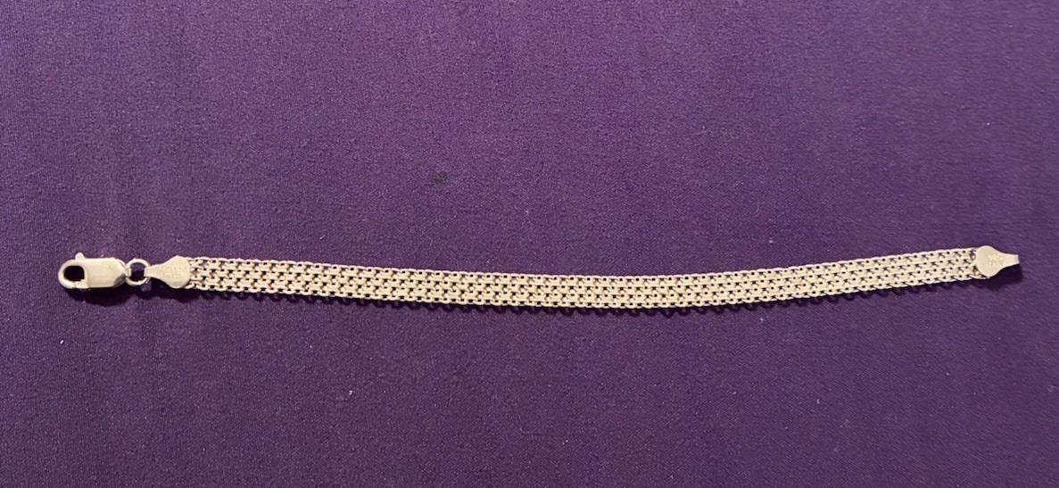 Sterling Silver Mesh Chain Bracelet, Lobster Clasp Closure, No Stone 7 inch
