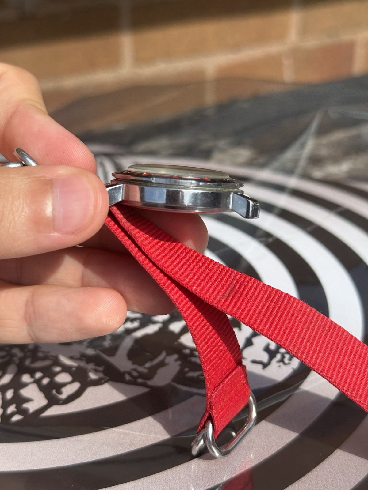 ⁠Vintage Vostok Rus Russian Soviet Era Mechanical Watch Red NATO Strap⁠