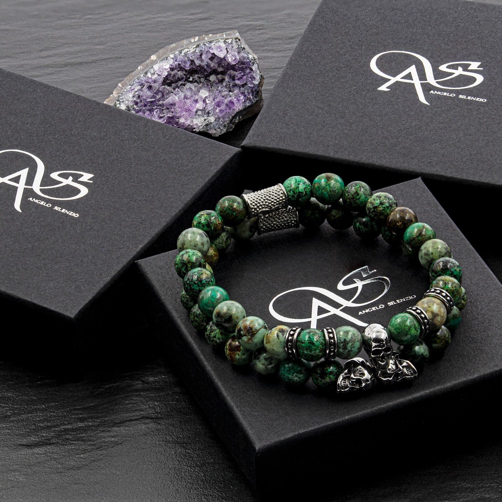 African turquoise bracelet bracelet beaded bracelet Memento Mori edition