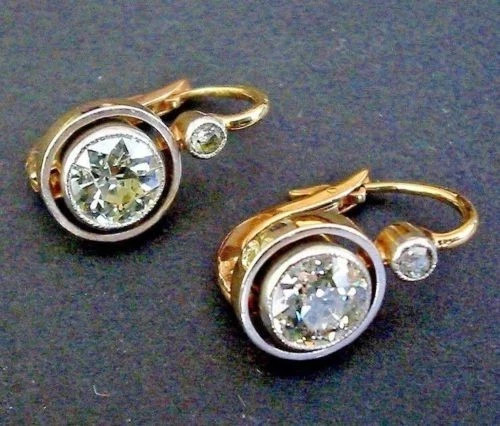 2 Ct Round Simulated Diamond Dangle &Drop Earrings 14k Yellow Gold Plated Silver