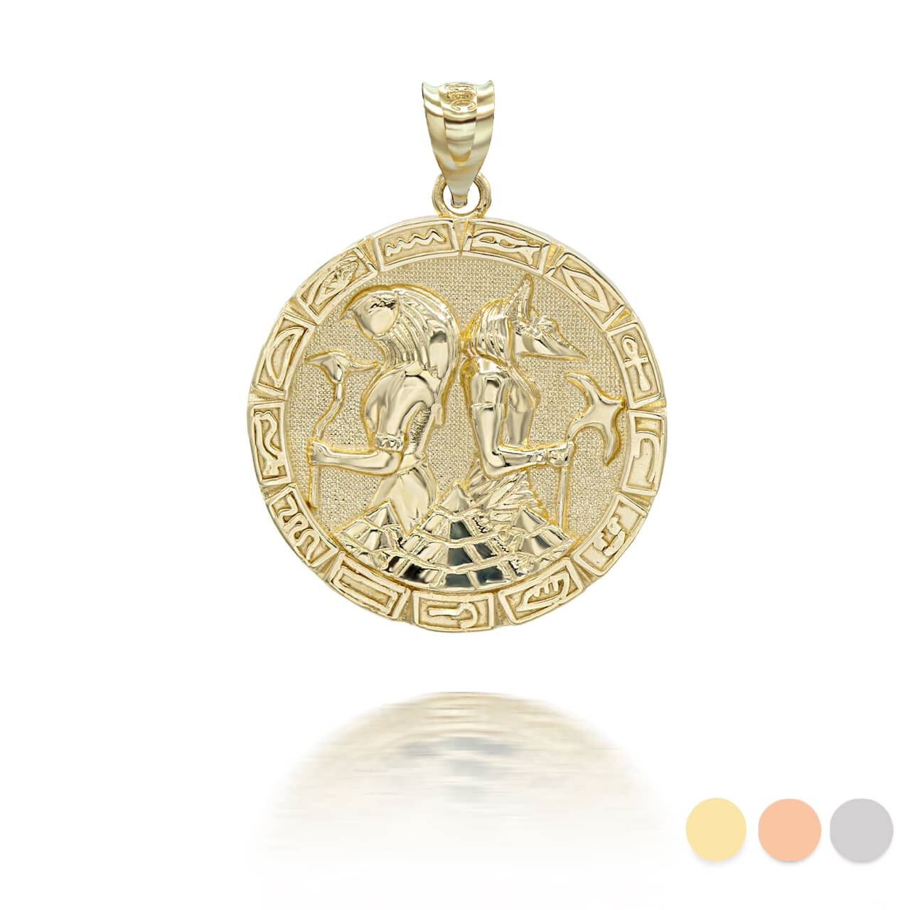 Gold Ancient Egyptian Anubis and Osiris Pendant Necklace