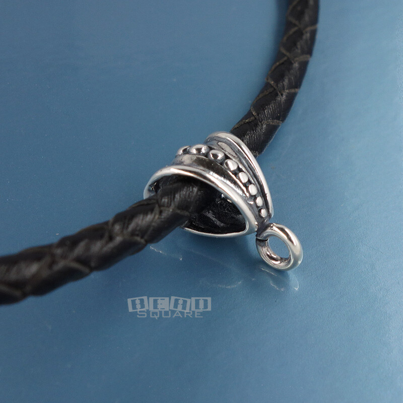 Large Antiqued Sterling Silver Pendant Bail Connector Dots w/Open Loop #33386